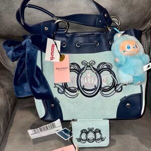 Juicy Couture Navy and Light Blue Shoulder Bag